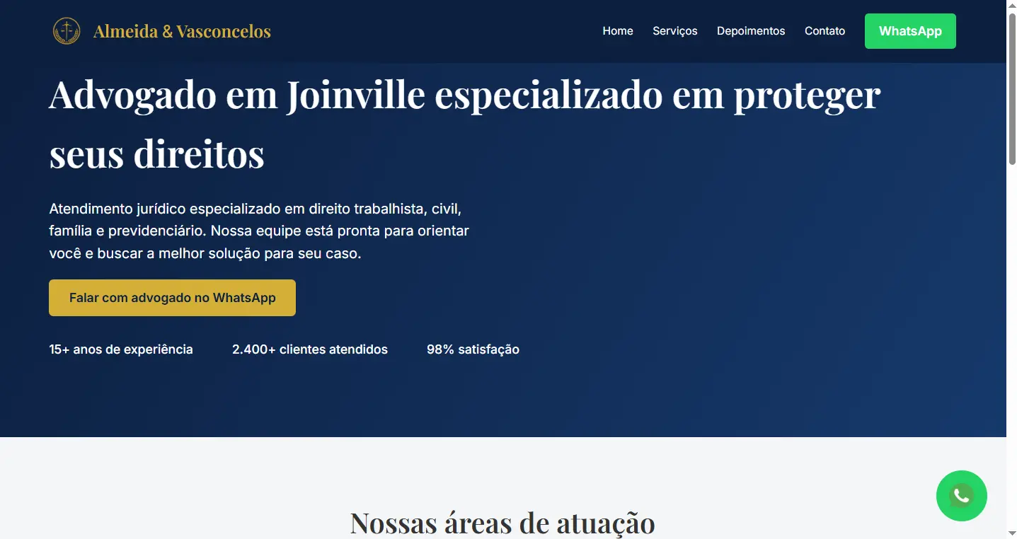 Almeida Vasconcelos Advocacia – site criado por Antônio Neto