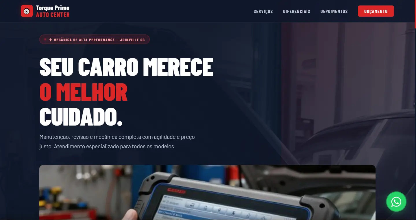 Mecânica Prime Autocenter – site criado por Antônio Neto
