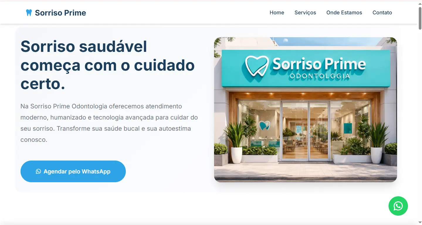 Sorriso Prime Odontologia – site criado por Antônio Neto